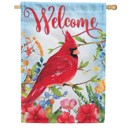 Custom Decor Cardinal Wildflowers House Flag