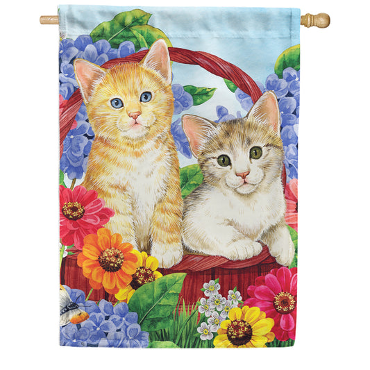 Custom Decor Garden Kittens House Flag