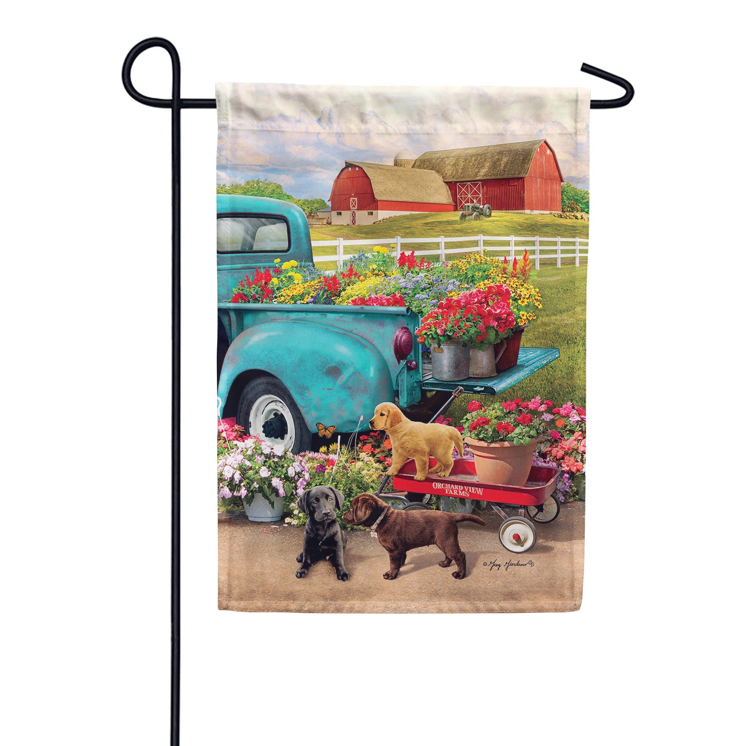 Custom Decor Farm Pups Garden Flag