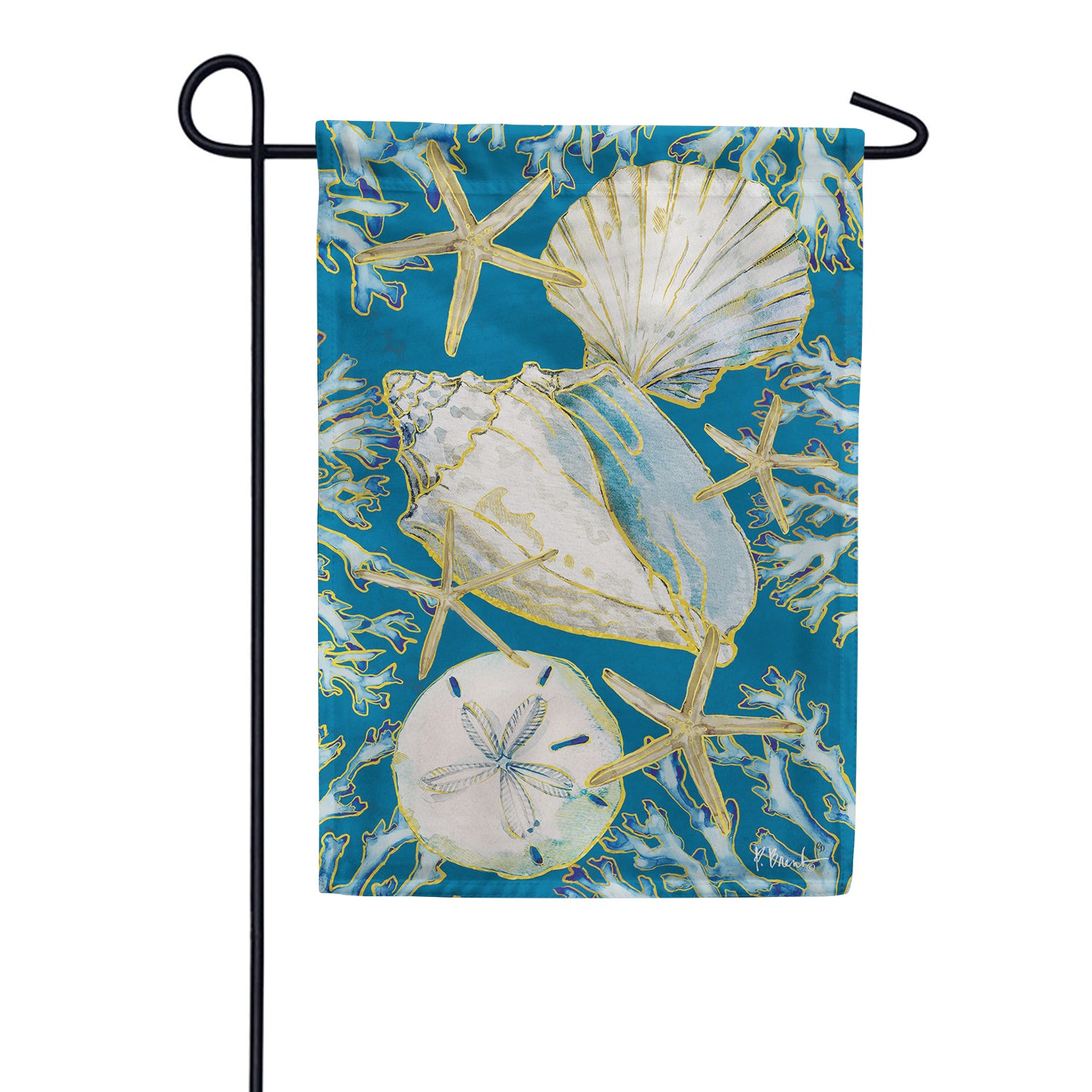 Custom Decor La Playa Shells Garden Flag