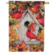 Custom Decor House Flag - Cardinal Birdhouse