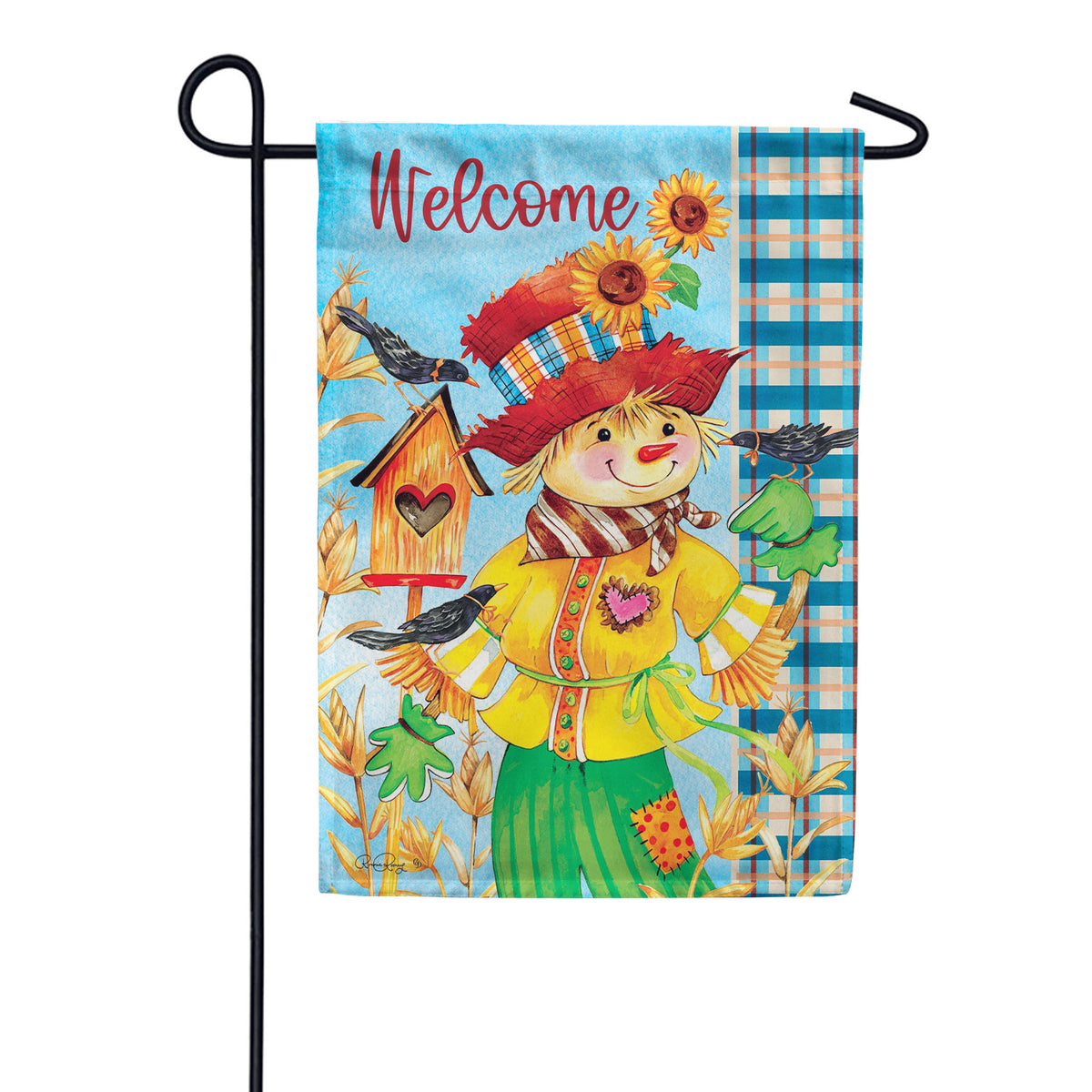 Custom Decor Welcome Scarecrow Birdhouse Garden Flag