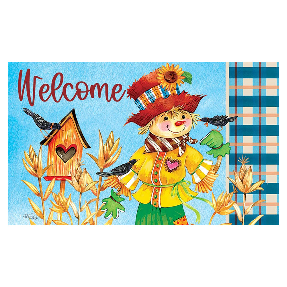 Custom Decor Mat - Scarecrow Birdhouse