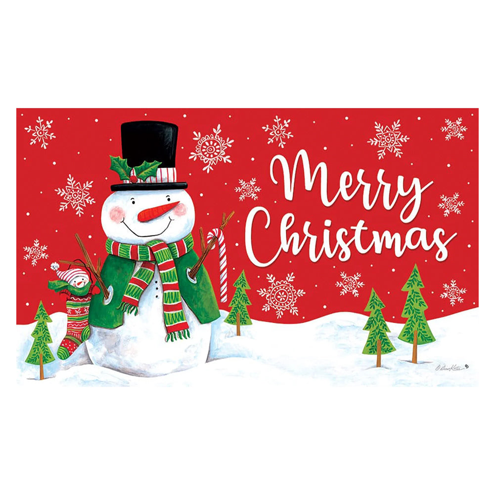 Custom Decor Mat - Red & Green Snowman