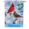 Custom Decor Cardinal Couple Welcome House Flag