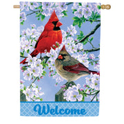 Custom Decor Cardinal Couple Welcome House Flag