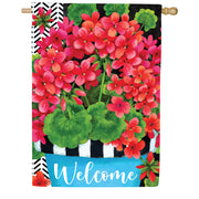 Custom Decor Blue Pot Geranium House Flag