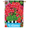 Custom Decor Blue Pot Geranium House Flag