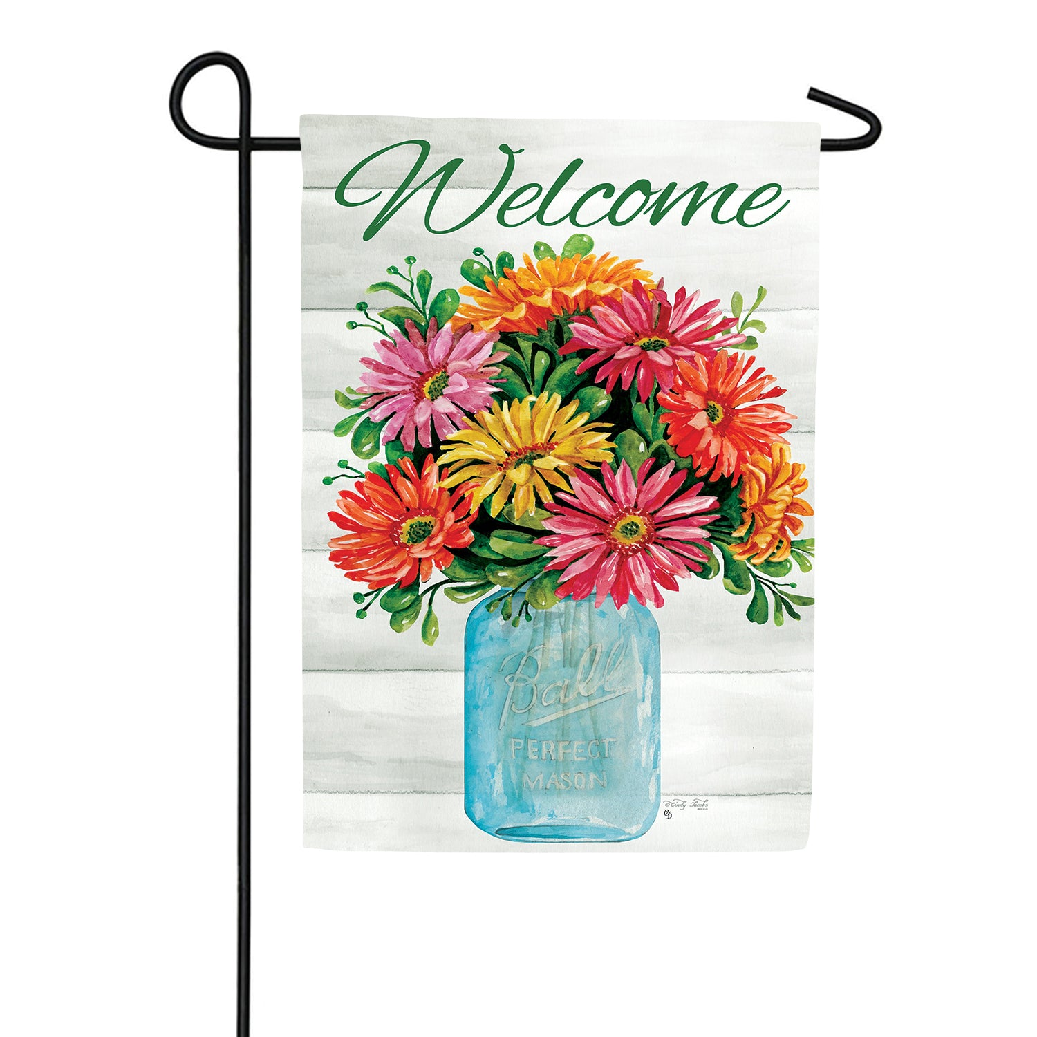 Custom Decor Gerbera Jar Garden Flag
