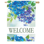 Custom Decor Hydrangeas Welcome House Flag