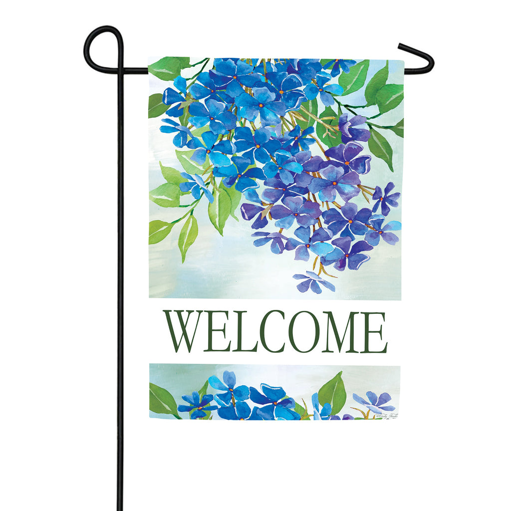Custom Decor Hydrangeas Welcome Garden Flag