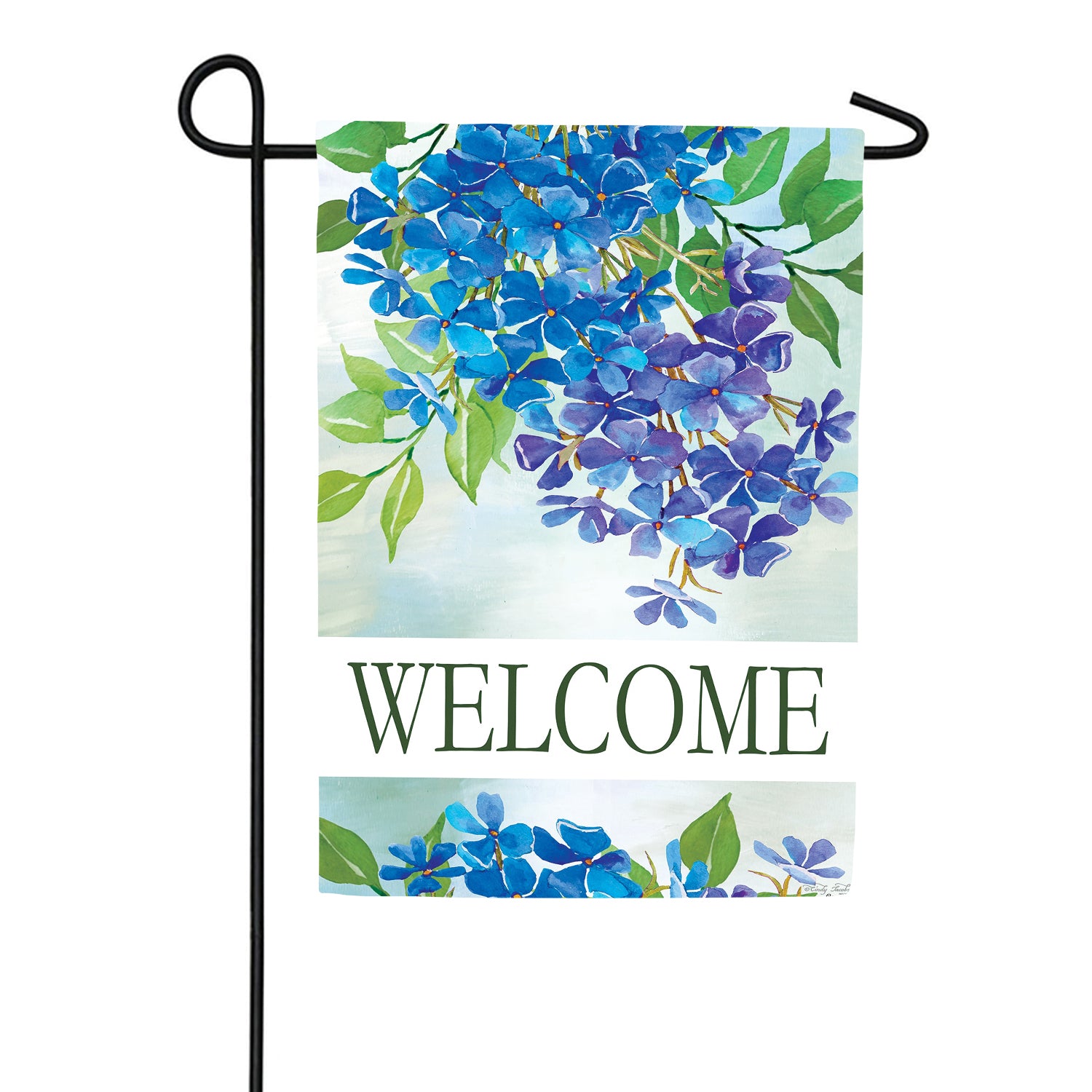 Custom Decor Hydrangeas Welcome Garden Flag