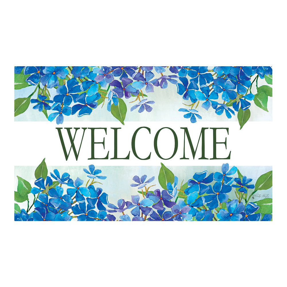 Custom Decor Hydrangeas Welcome Doormat