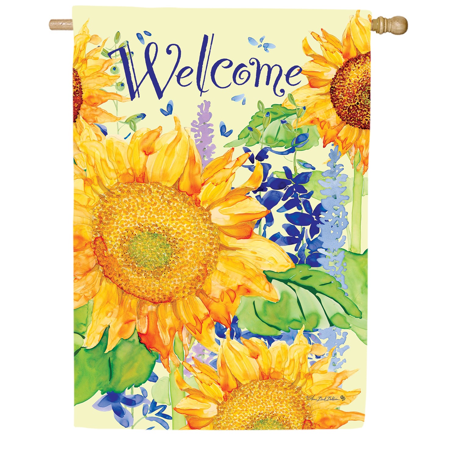 Custom Decor Happy Sunflowers House Flag