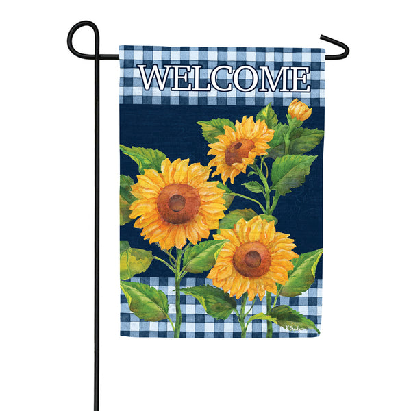 Custom Decor Sunflowers on Navy Garden Flag