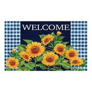 Custom Decor Sunflowers on Navy Doormat