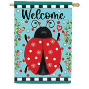 Custom Decor Ladybug Check House Flag