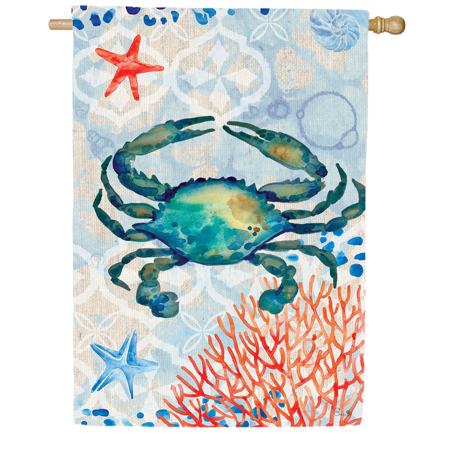 Custom Decor Crab and Coral House Flag