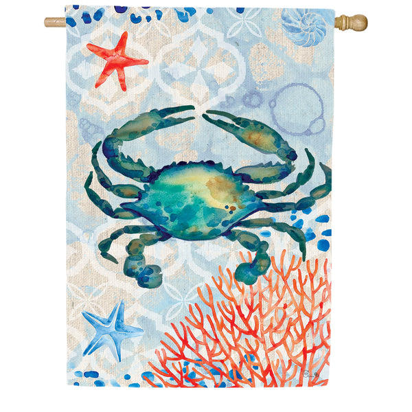 Custom Decor Crab and Coral House Flag