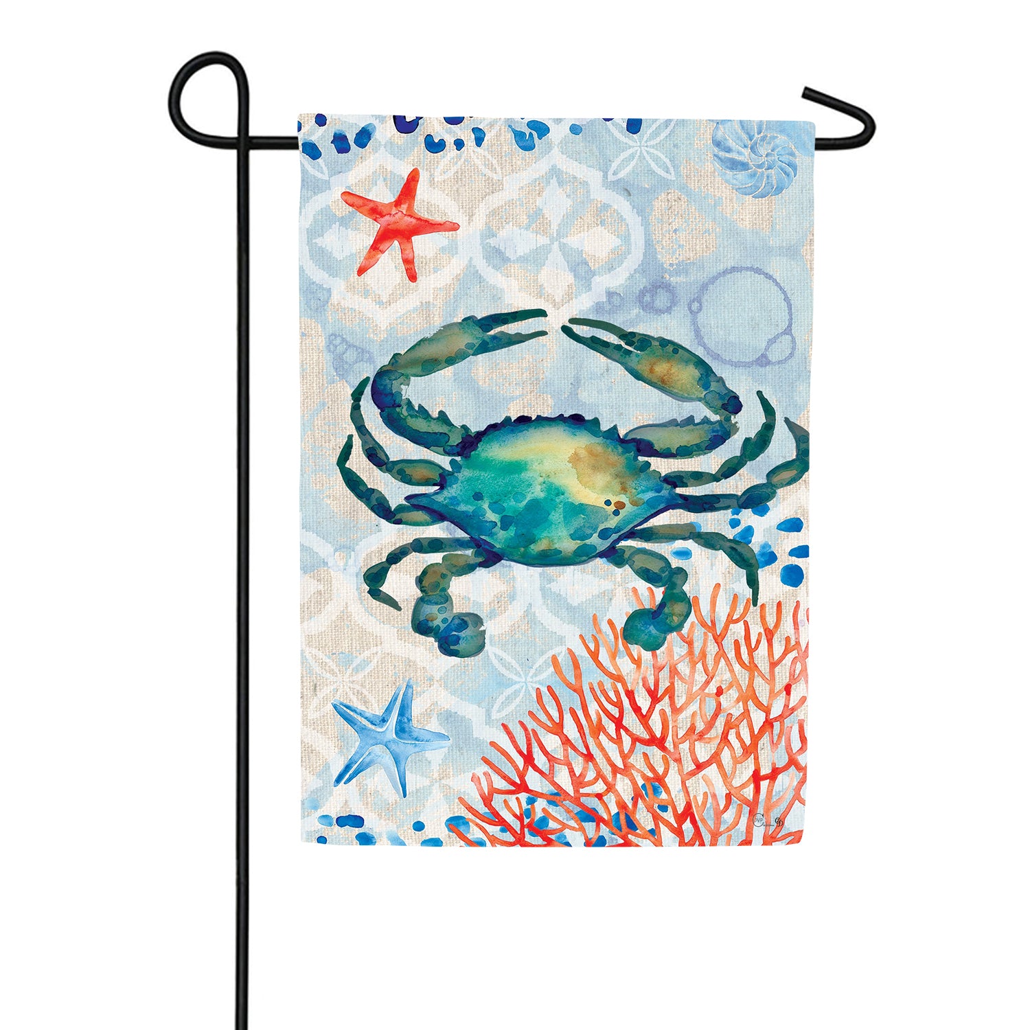 Custom Decor Crab and Coral Garden Flag