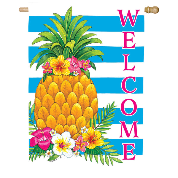 Custom Decor Pineapple Stripes House Flag