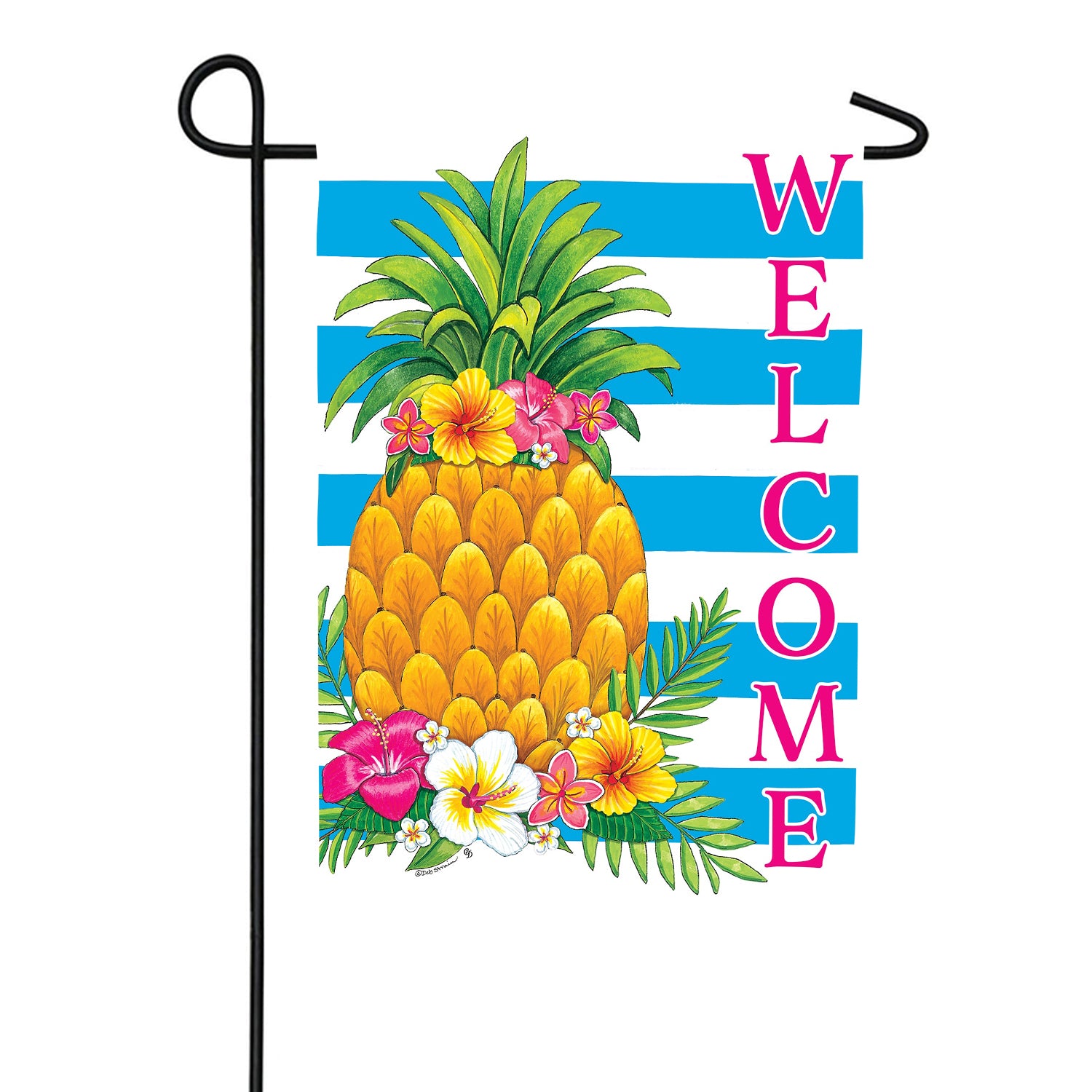 Custom Decor Pineapple Stripes Garden Flag