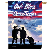 Custom Decor Bless Our Troops House Flag