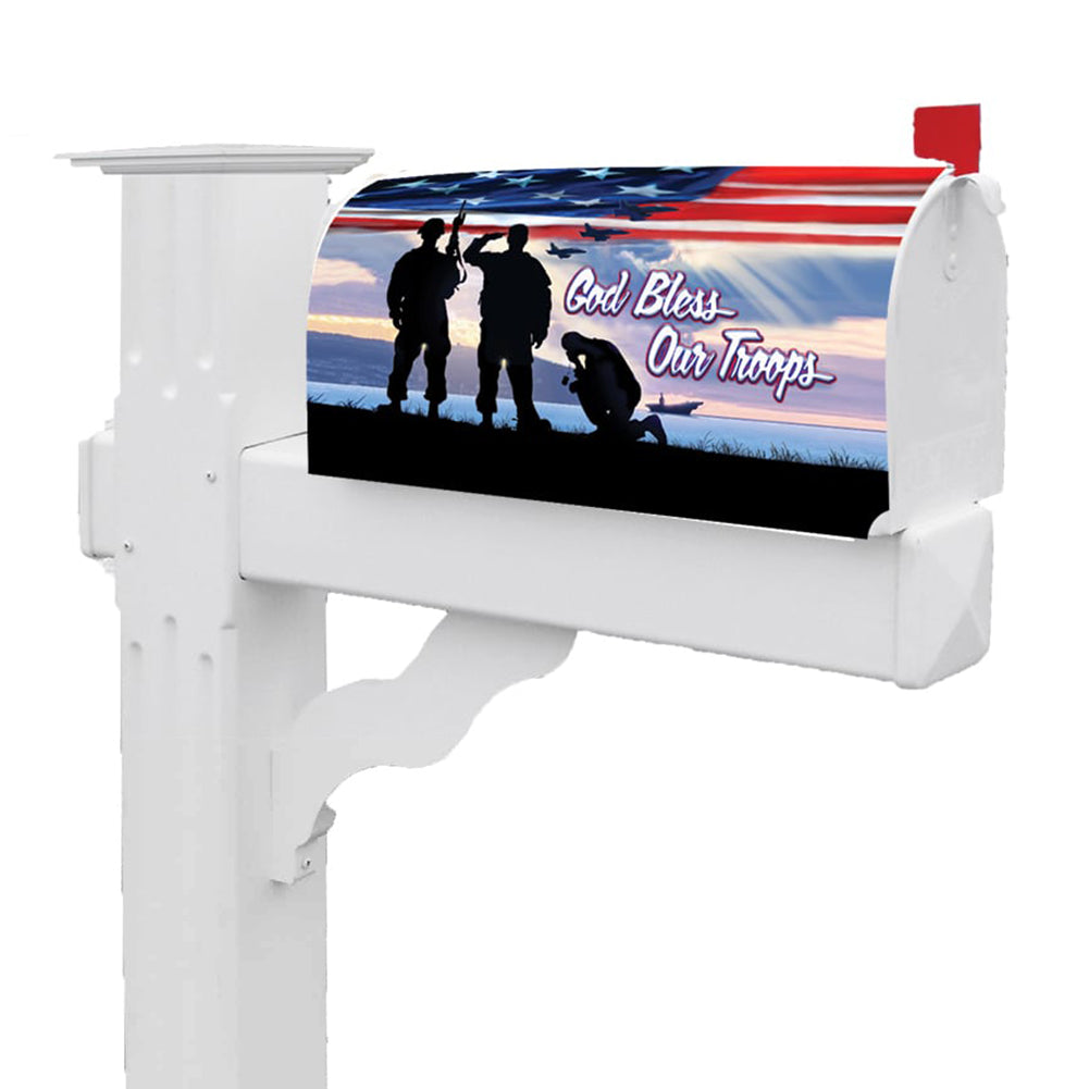 Custom Decor Bless Our Troops Mailbox Cover
