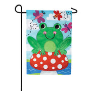 Custom Decor Frog on Toadstool Applique Garden Flag