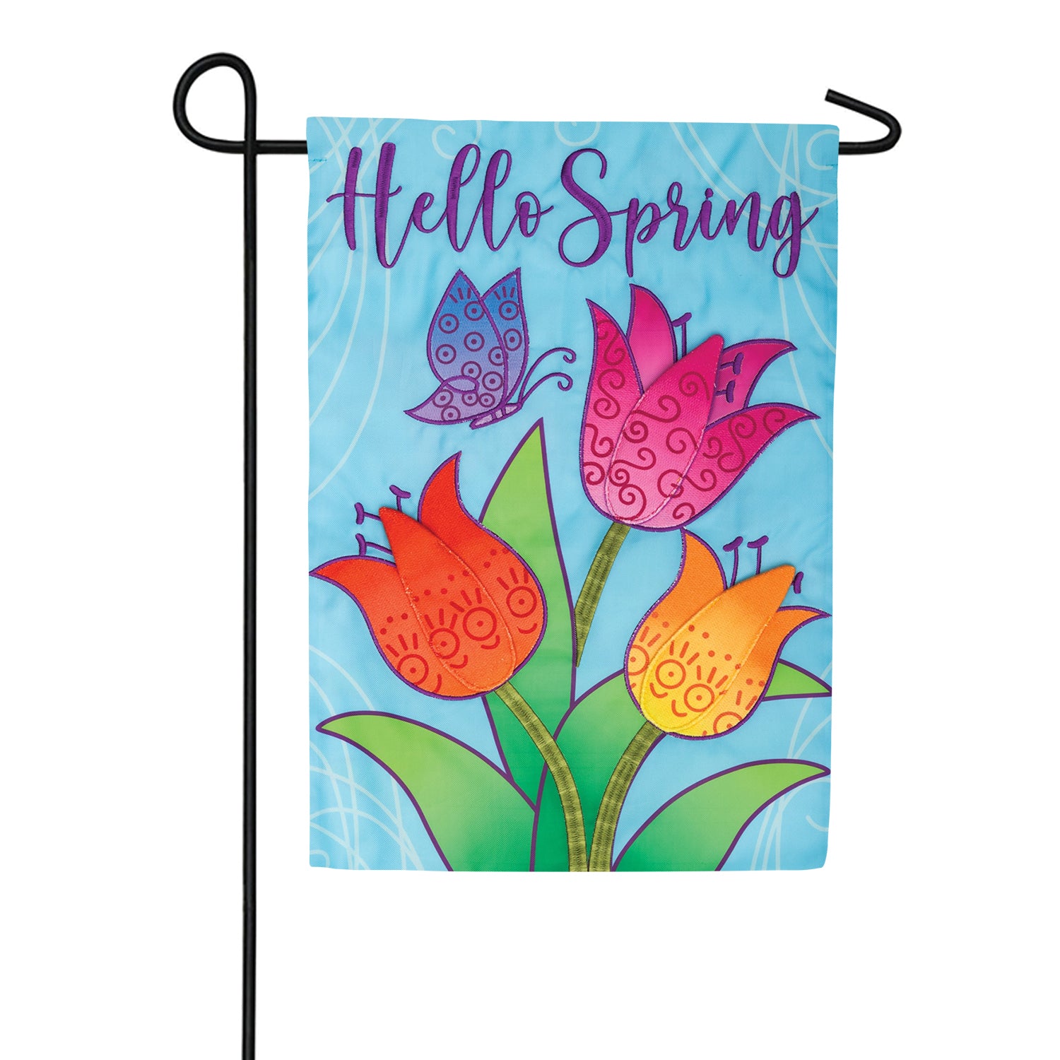 Custom Decor Tulips Applique Garden Flag