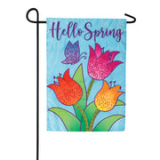 Custom Decor Tulips Applique Garden Flag