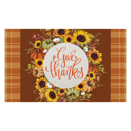 Custom Decor Mat - Give Thanks Wreath