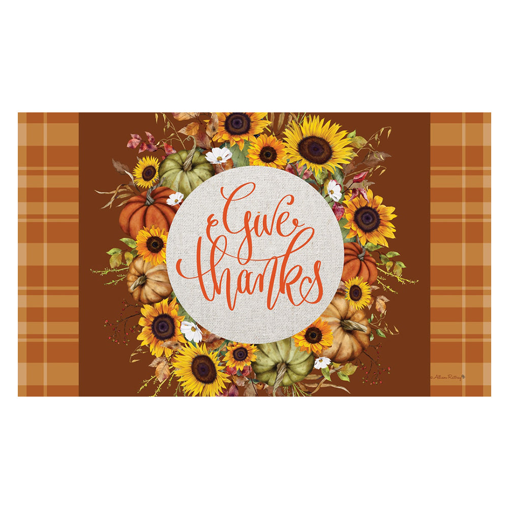 Custom Decor Mat - Give Thanks Wreath