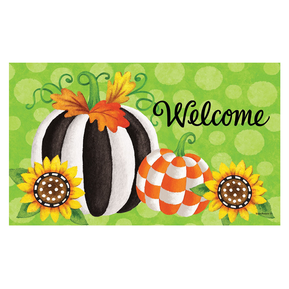 Custom Decor Mat - Striped Pumpkin