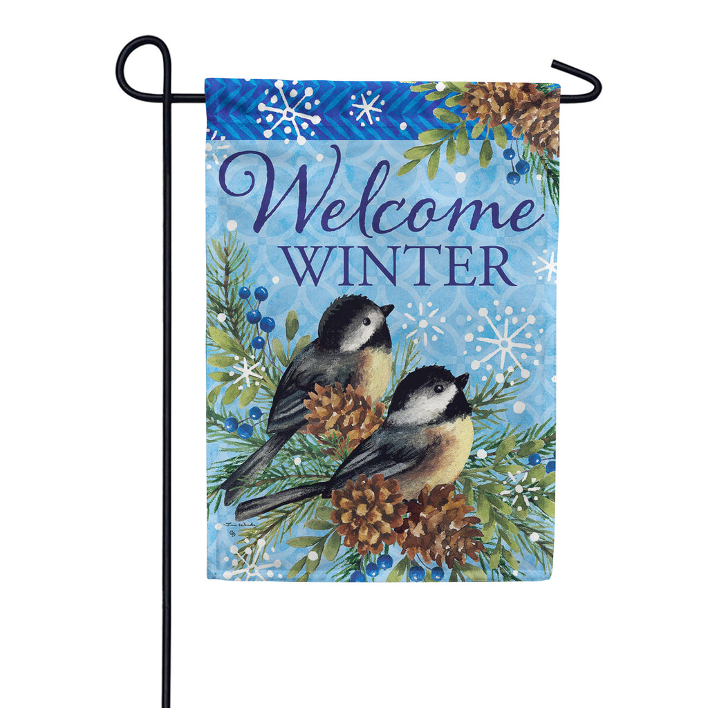 Custom Decor Winter Chickadees House Flag