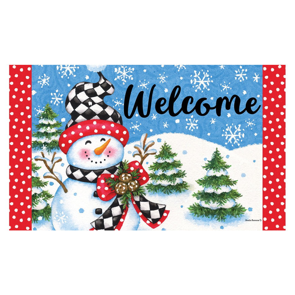 Custom Decor - Checkered Snowman - Mat