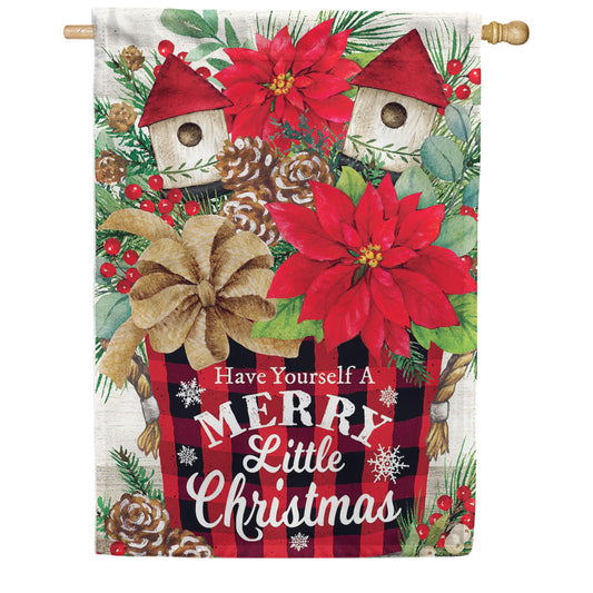 Custom Decor House Flag - Poinsettia Arrangement