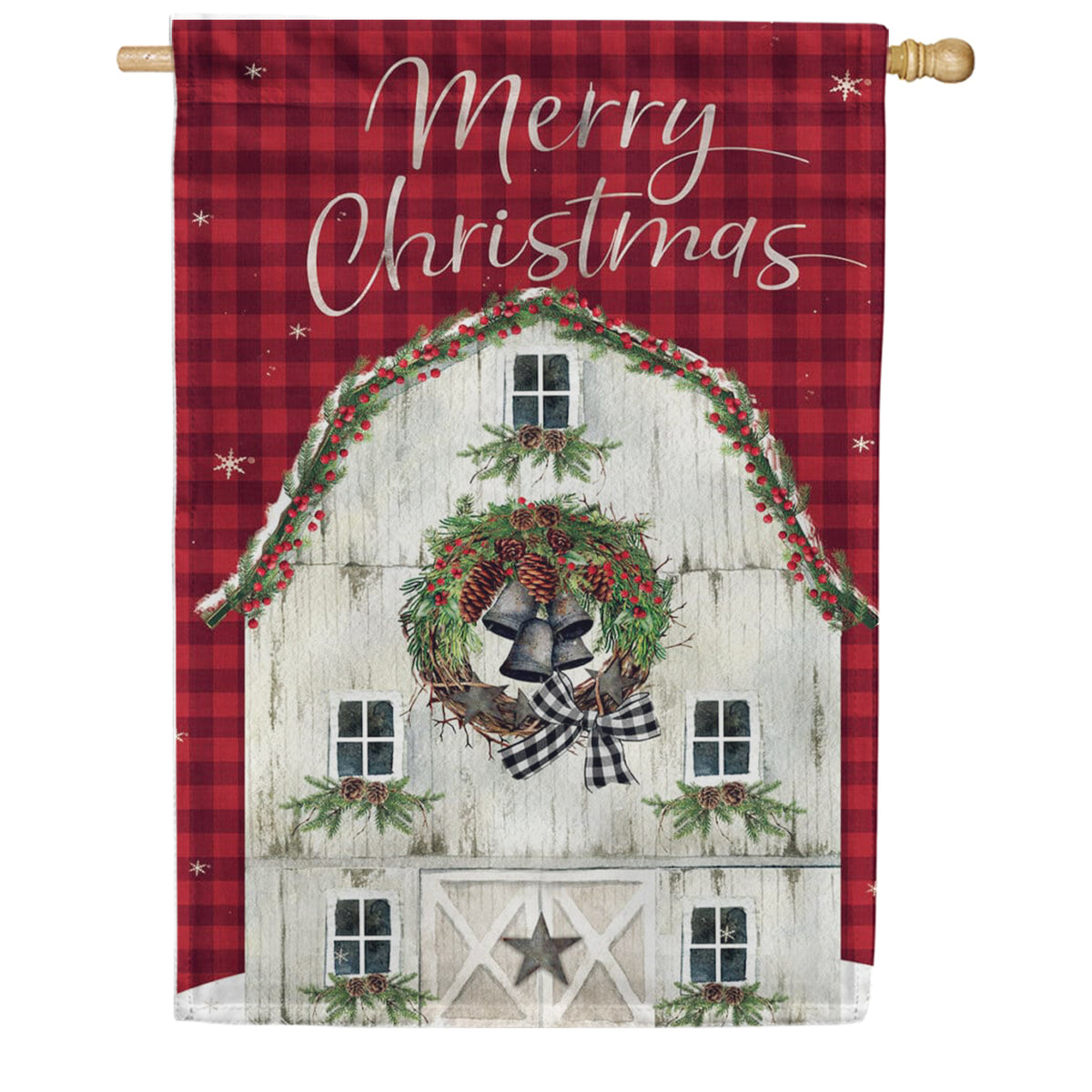 Custom Decor House Flag - Christmas Barn