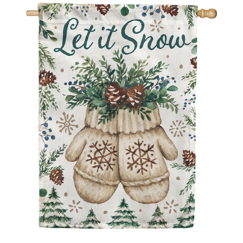 Custom Decor House Flag - Mittens & Pinecones