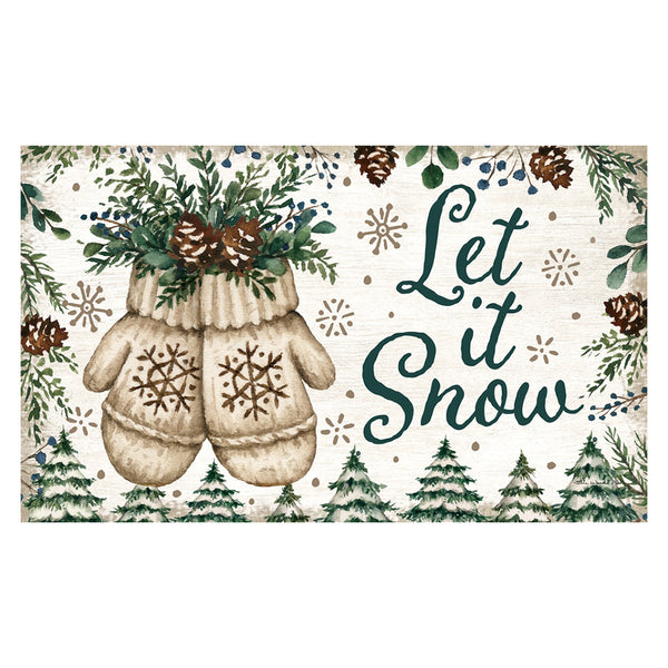 Custom Decor Mat - Mittens & Pinecones