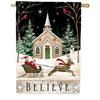 Custom Decor House Flag - Church and Sleigh