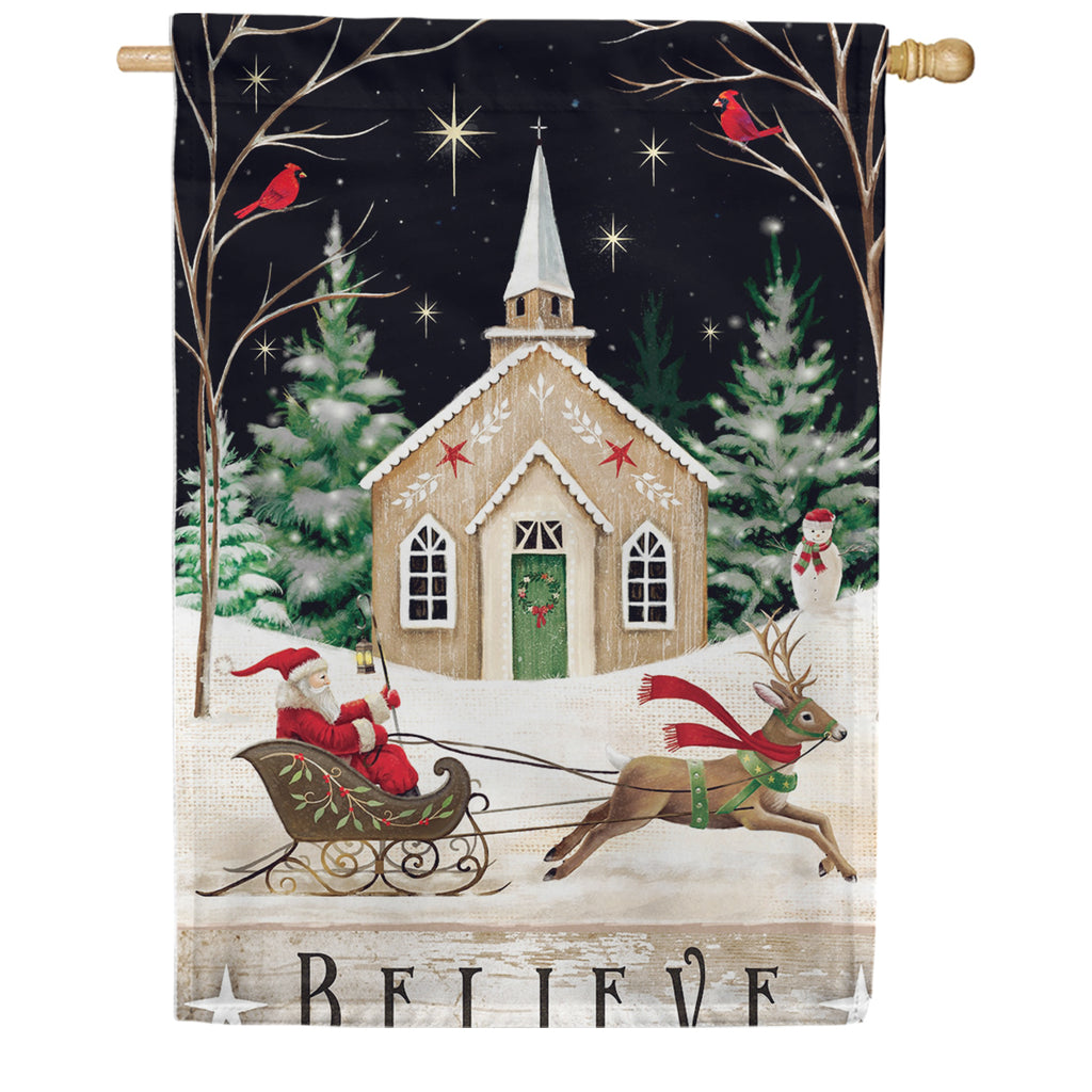 Custom Decor House Flag - Church and Sleigh