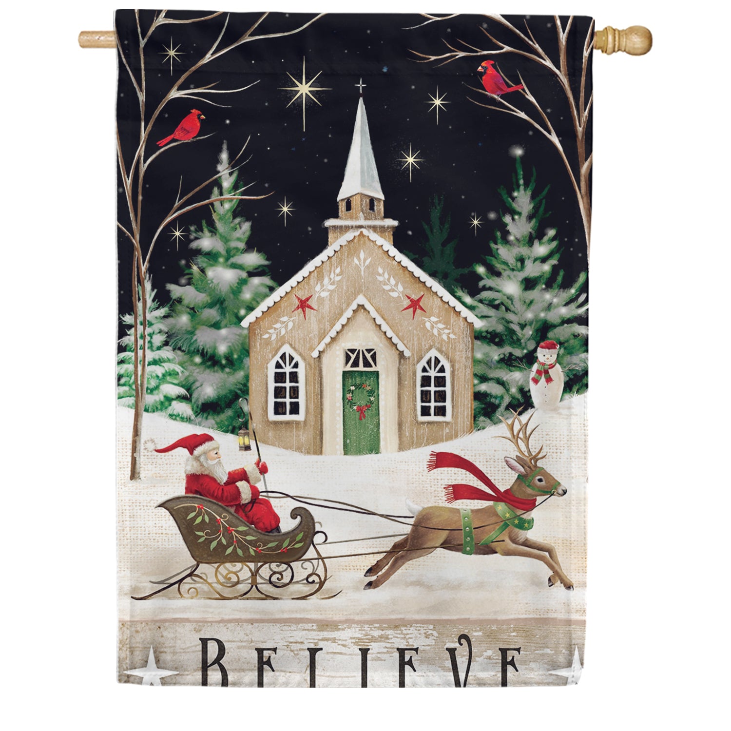 Custom Decor House Flag - Church and Sleigh