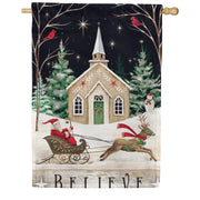 Custom Decor House Flag - Church and Sleigh
