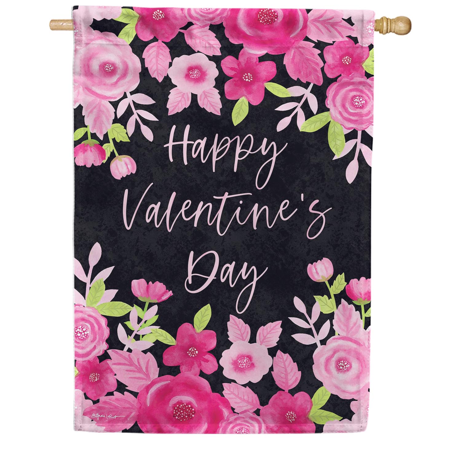 Custom Decor Valentine's Floral House Flag