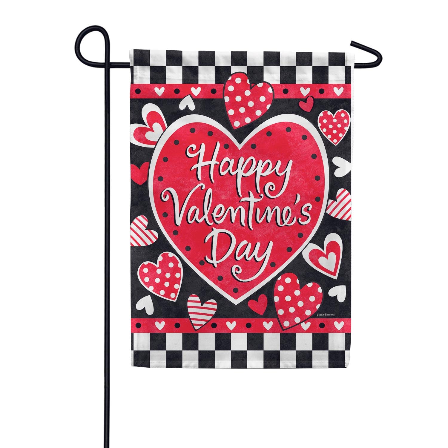 Custom Decor Valentine's Check Garden Flag