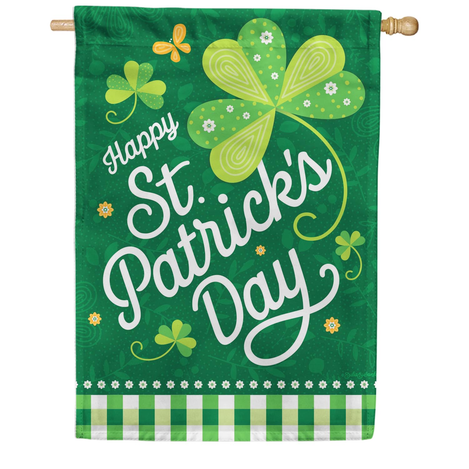 Custom Decor St. Pat's Check House Flag