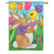 Custom Decor Tulip Bunnies House Flag
