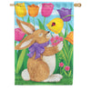 Custom Decor Tulip Bunnies House Flag