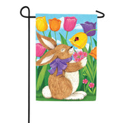 Custom Decor Tulip Bunnies Garden Flag